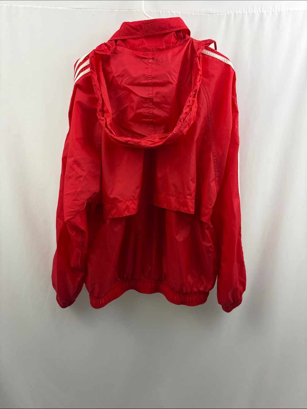 Vintage Adidas Hooded Windbreaker Jacket Red & White Size Large Men’s - Picture 8 of 9